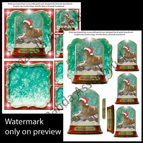 Christmas Globe Santa Dingo 5x5 inch Kit 1