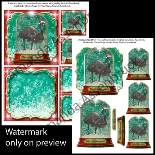 Christmas Globe Santa Emu 5x5 inch Kit 1
