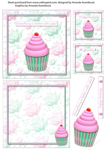 Waterlily Cupcake 5x5 inch Quick Card 1