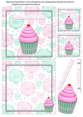 Rose Cupcake 5x5 inch Quick Card 1