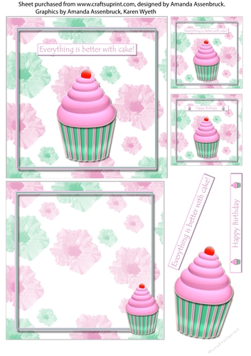 Hibiscus Cupcake 5x5 inch Quick Card 1