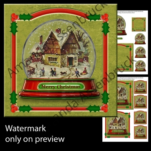 5x5 inch Snow Globe Village 1