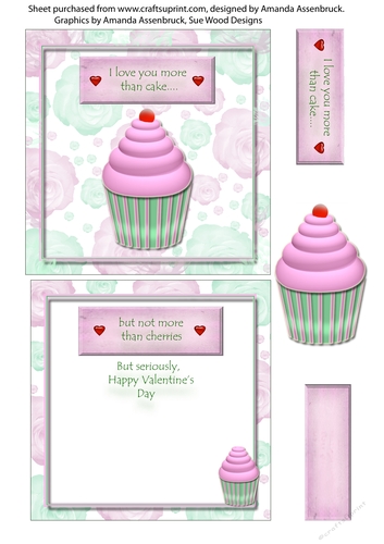 Rose Cupcake - more than cake Valentine 5 Inch Quick Card