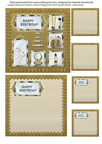 Girly things 5x5 inch Birthday Gold