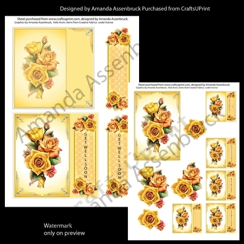Yellow and Peach Get Well Roses 5x5 Kit 1