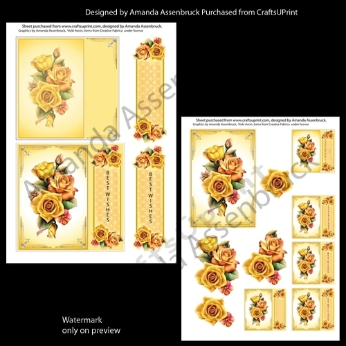 Yellow and Peach Best Wishes Roses 5x5 Kit 1