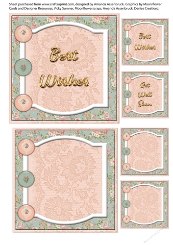 Pastel Brad Floral Best Wishes 5x5 Quick Card 1