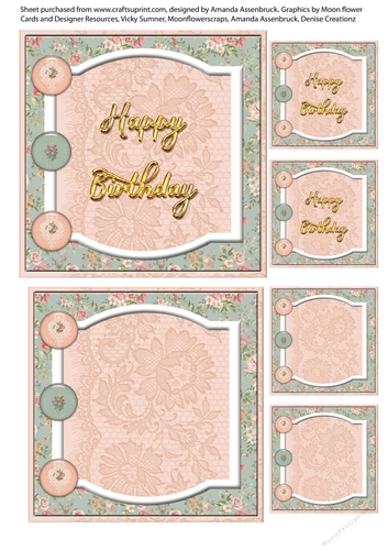 Pastel Brad Floral Happy Birthday 5x5 Quick Card 1