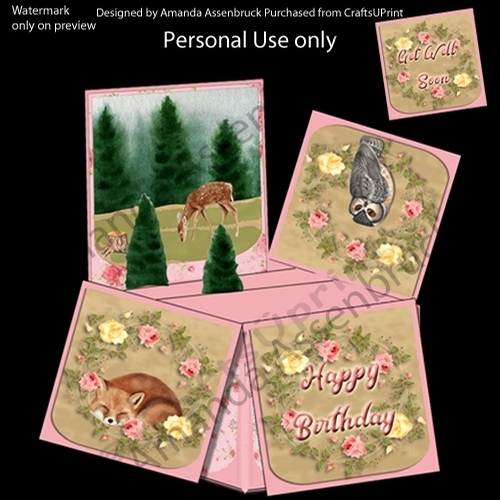 Floral Animals Birthday or Get Well Box Card Kit