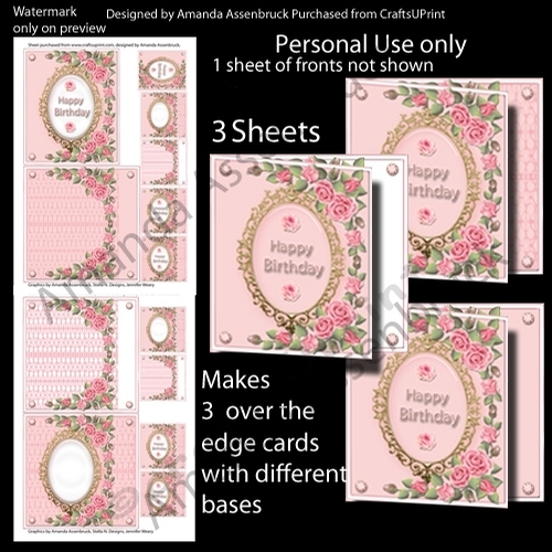 Pink Roses and Frame Over the Edge Birthday Kit