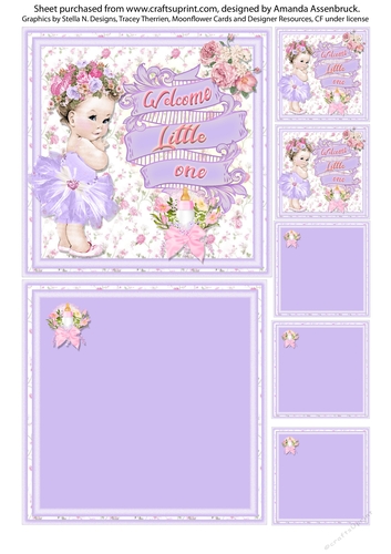 Welcome Little One Purple Quickcard