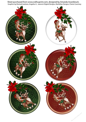 Set of 6 Elf and Reindeer tartan tags