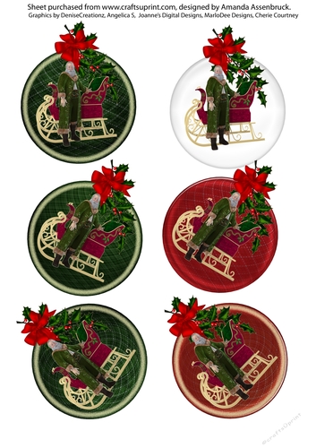 Set of 6 Santa and Sleigh tartan tags