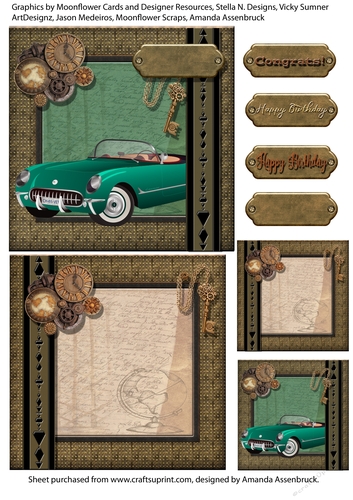 5 x 5 inch Chevy Grunge Steampunk Quick Card