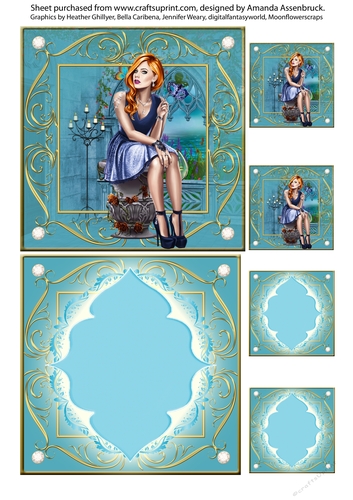 5 x 5 inch Blue Elegance Lady Quick Card