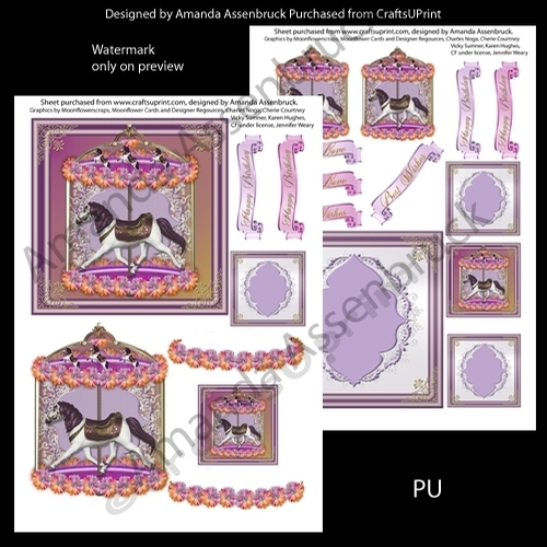 Pretty Purple and Floral Carousel Horse Mini Kit 1c