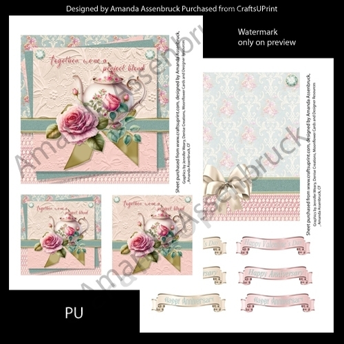 Tea Blend Valentine or Anniversary 6x6 inch kit