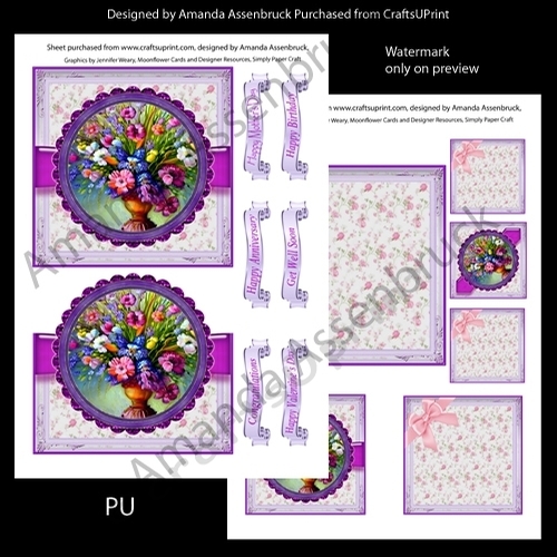 Purple Floral 5 Inch Easel Card 1
