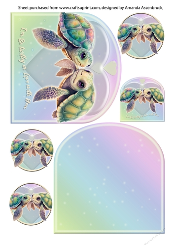Turtley into you 2  - 5 inch shaped card