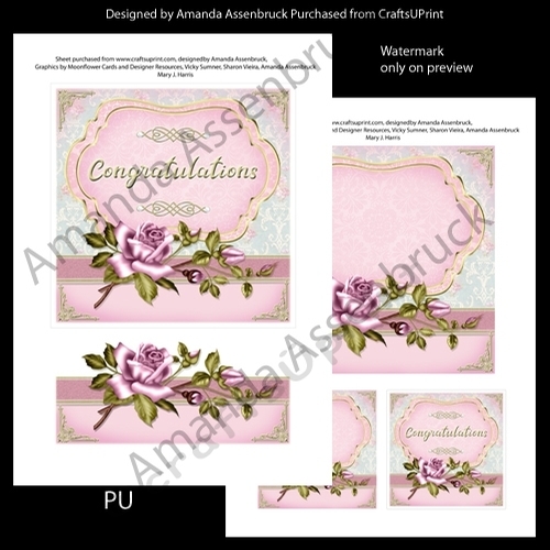 Pink Roses Congratulations 6x6 Inch