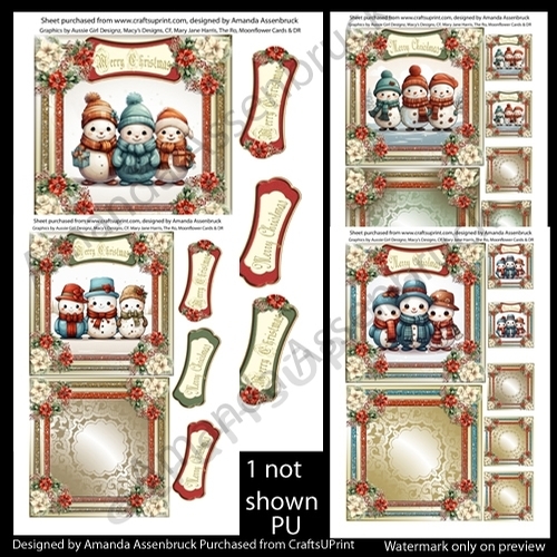 Floral Framed Christmas Snowmen 5 inch kit