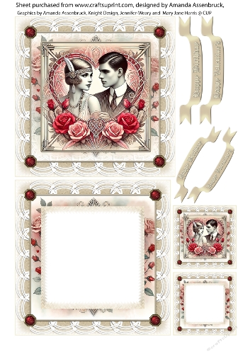 Art Deco Couple 1 5x5 inch Birthday or Valentines