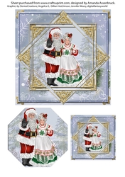 Blue 6 inch Mr and Mrs Claus Card front and tag
