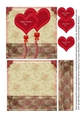 Valentine Hearts and Roses 5 inch Quick Card Red and Cream double floral