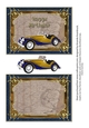 Blue and Gold Vintage Car - Birthday