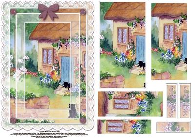 Cats at the Cottage Lace Card Front with Pyramid