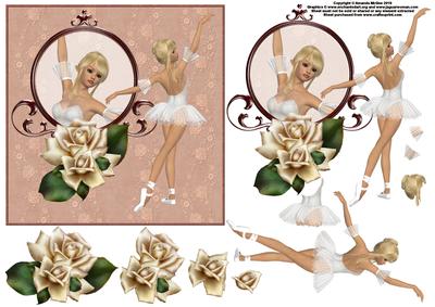 Ballet Beauty Card Front with Decoupage