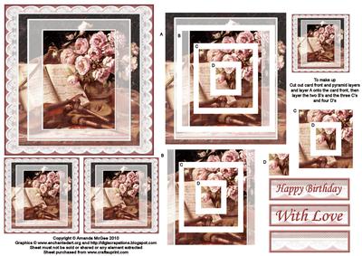 Music and Roses Concentric Pyramid Panel