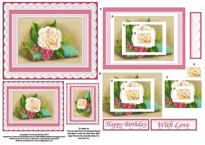 Rose on Book Concentric Pyramid Panel