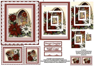 Poinsettia and Church Window Concentric Pyramid Panel