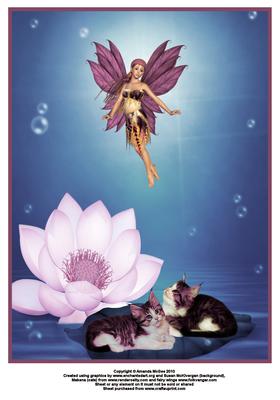 Cats Watching Fairy at Play A4 Card Front
