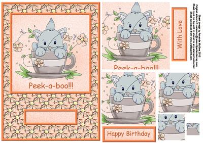 Peek-a-boo Kitty Card Front with Pyramid