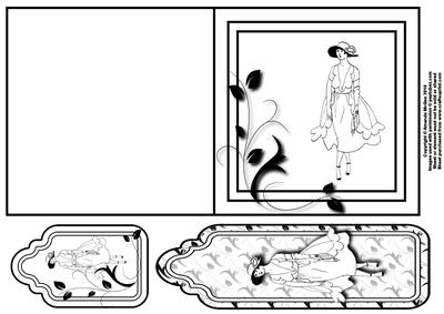 Art Deco Lady Quick Card with Tag and Bookmark 1