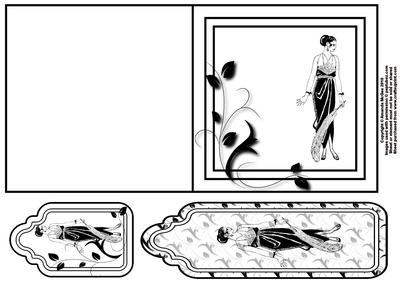 Art Deco Lady Quick Card with Tag and Bookmark 2