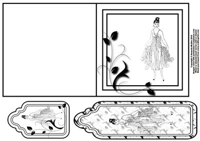 Art Deco Lady Quick Card with Tag and Bookmark 4