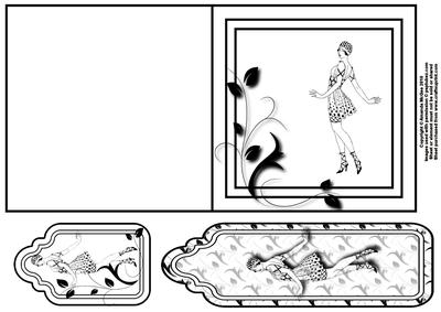 Art Deco Lady Quick Card with Tag and Bookmark 5