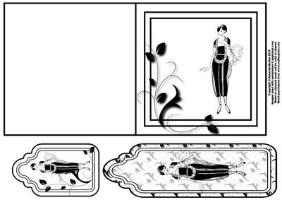Art Deco Lady Quick Card with Tag and Bookmark 6