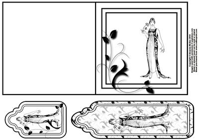 Art Deco Lady Quick Card with Tag and Bookmark 7