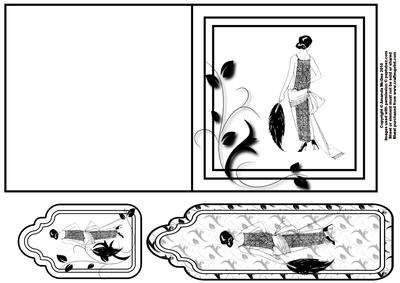 Art Deco Lady Quick Card with Tag and Bookmark 8