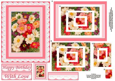 Colourful Flowers Concentric Pyramid Panel