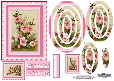 Pink Flowers Concentric Pyramid Panel