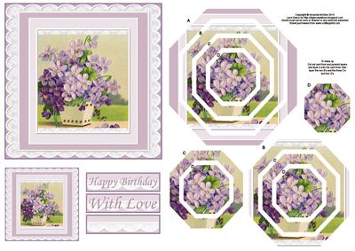 Lilac Flowers in Pot Concentric Pyramid Panel