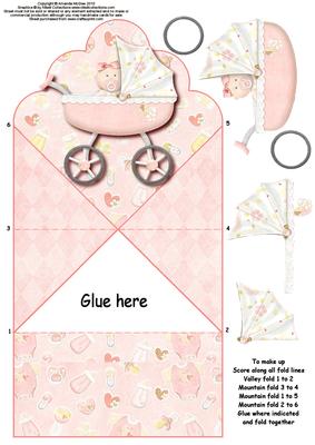 Baby Girl Pram Scalloped Diamond Fold