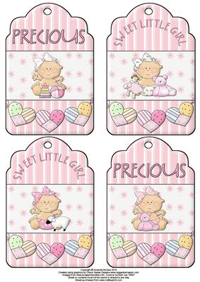 New Baby Girl Puffy Tags Toppers