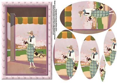 Art Deco Lady Golfer Pyramid Sheet