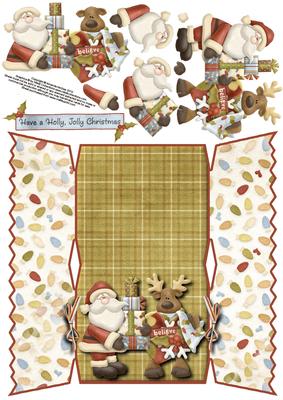 Santa and Rudolph Christmas Cracker Shaped Card